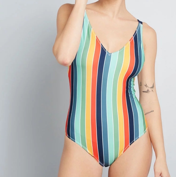 Modcloth Other - Modcloth The Stacie One Piece Rainbow Swimsuit